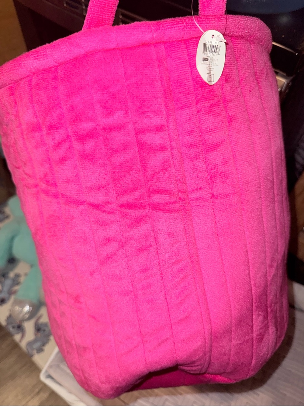 NWT’s Velcro Bin Bright Pink Quilted Tote Bag Home Storage - Picture 3 of 7